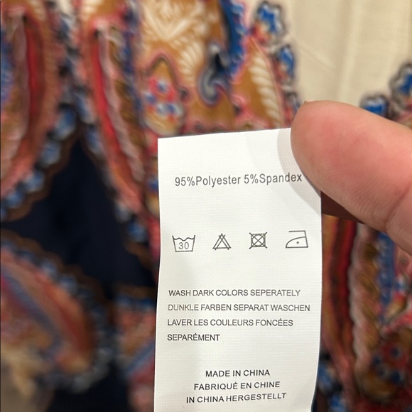 Bohemian Paisley Midi Dress in Cream and Blue - Picture 3 of 4